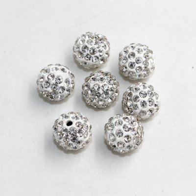 50pcs, 12mm pave beads, hole: 1.5mm, clay disco beads, White