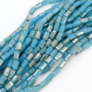 cuboid crystal beads, 4x4x8mm, opaque 013, 70pcs per strand