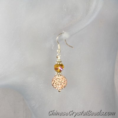 crystal earring, Pave earring, 12mm clay disco beads, sold 1pair.