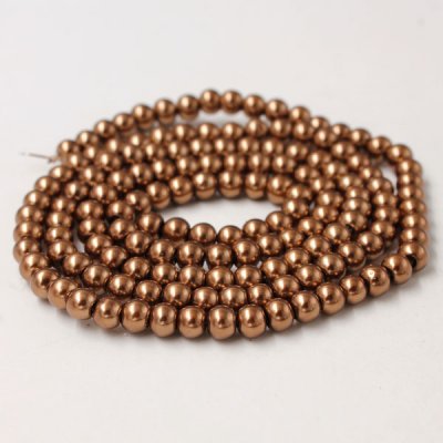 Glass Pearl Beads, Round, copper, different size for choice, Hole:Approx 1mm, Length:Approx 32 Inch