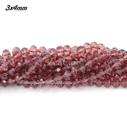 130Pcs 3x4mm Chinese rondelle crystal beads, Amethyst