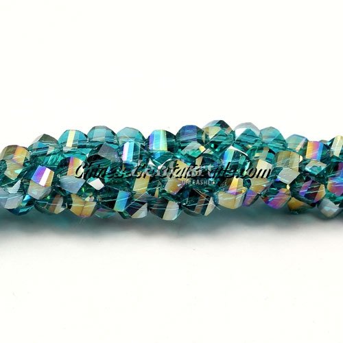 4mm Crystal Helix Beads Strand Emerald AB, about 100 beads, 15 inch