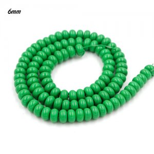100Pcs 6x3.5mm Smooth Roundel Shape Glass Beads, rondelle glass beads strand, hole 1mm, green