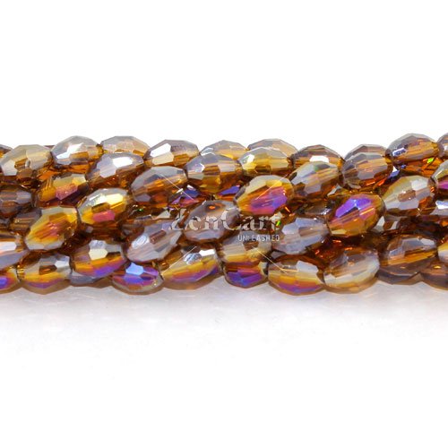 6x9mm 70Pcs Chinese Barrel Shaped crystal beads, dark amber AB