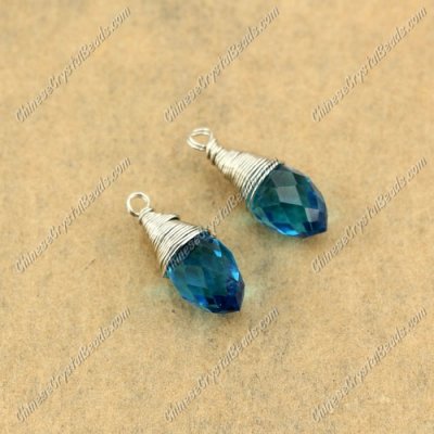 Wire Working Briolette Crystal Beads Pendant, 6x12mm, indicolite, 1 pcs