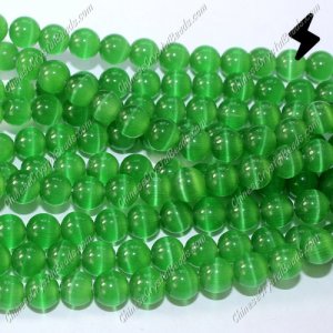 glass cat eyes beads strand, green, about 15 inch longer