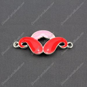 Pave accessories, mustache, 18x42mm, red, Sold individually.