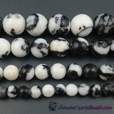 Black White Zebra Jasper Beads, Natural Stone Bea round 4mm, 6mm, 8mm, 10mm, 12mm, 15.5 inch