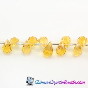 Chinese Crystal Teardrop Beads, Sun, 6x10mm, 20 beads