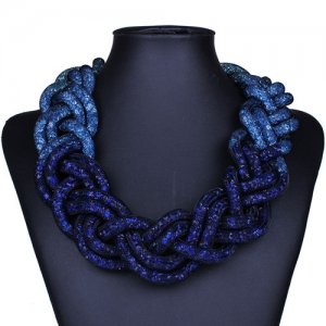 Stardust Mesh Necklace, Weave necklace, blue Gradual change, length: about 57CM