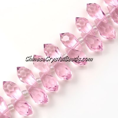 Chinese Crystal Briolette Bead Strand, pink, 6x12mm, 20 beads