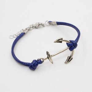 anchor Waxed Cords bracelet blue, 1pc