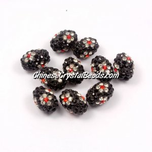 Oval Pave Beads, 9x13mm, Clay, flower, #16, sold per 10pcs bag