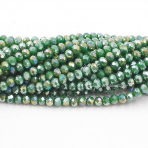 4x6mm Opaque green AB Chinese Crystal Rondelle Beads about 95 beads