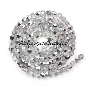 Chinese Crystal 4mm Bicone Bead Strand, half silver, about 120 beads