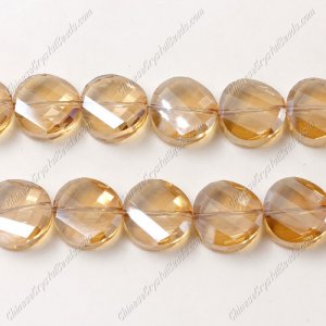 Crystal Twist Bead Strand, 14mm, Golden Shadow, 10 beads