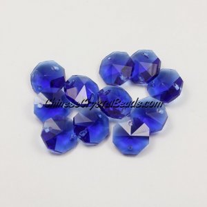 Crystal 14mm Octagon beads, 2 hole, sapphire, 20 beads