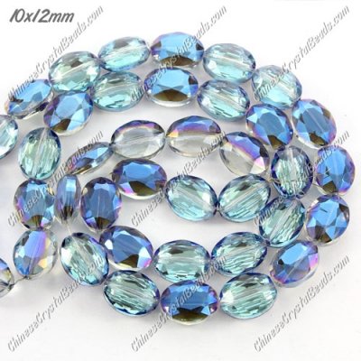 Chinese Crystal Faceted Oval Bead, 7x10x12mm, blue light, 20 pcs per strand