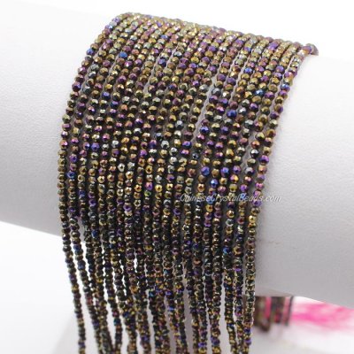 190Pcs 1.5x2mm rondelle crystal beads black AB with Polyester thread