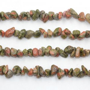 Unakite chip, Gemstone Chips, 4mm to 10mm, Hole:1mm, Length:Approx 35 Inch