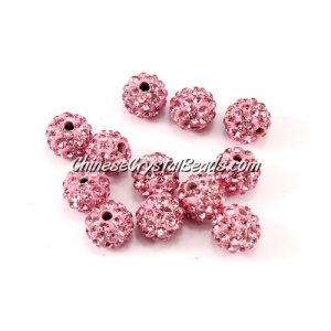 50pcs, 8mm Pave clay disco beads, hole: 1mm, light pink