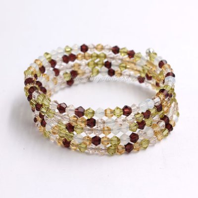 Memory Wire Bracelet, AAA 4mm crystal beads, #001