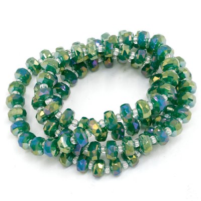 80Pcs 5x8mm angular crystal beads opaque emerald green AB