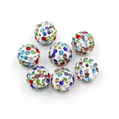 50pcs, 12mm Pave beads, hole: 1.5mm, clay disco beads, mix color