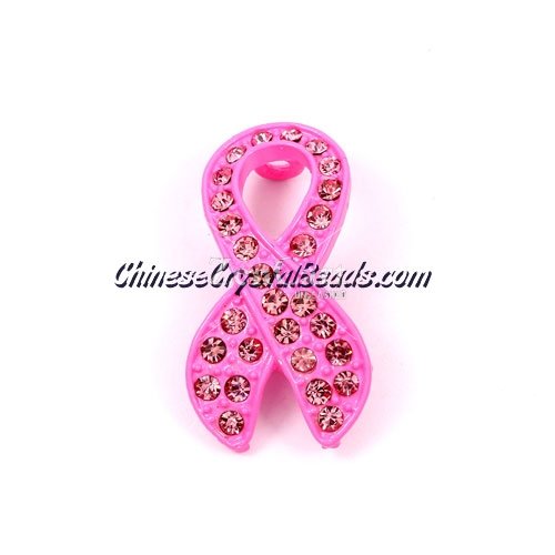Pave accessories, Pink Ribbon symbol, 18x33mm, pink, Sold individually.