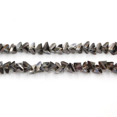 Triangle Crystal Beads, 4mm 6mm, hematite and purple light