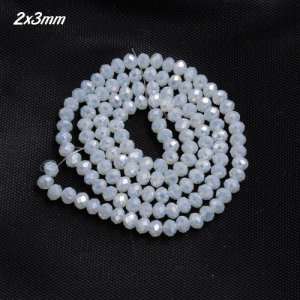 130Pcs 2x3mm Chinese Crystal Rondelle Beads, opal AB