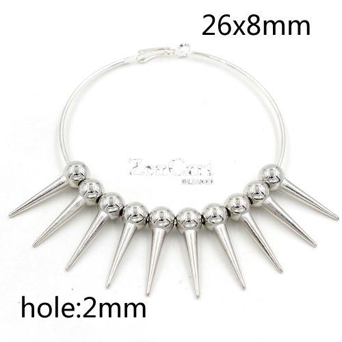 50Pcs 26x8mm Basketball Wives round ball Spikes Acrylic silver, hole: 2mm