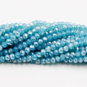 130 beads 3x4mm crystal rondelle beads aqua opal AB