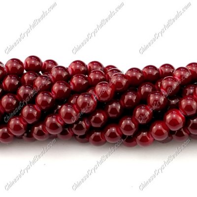 8mm round glass beads strand, dark red, 100pcs per strand