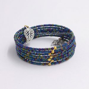 Memory Wire Bracelet, 2mm AAA seed beads, #010