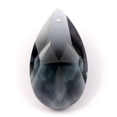 50x28mm Crystal Faceted Teardrop Pendant, Black Diamond, hole: 1.5mm