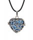 heart shape harmony ball necklace Mexican bola ball angel caller, antique silver plated brass, 1pc