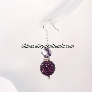 disco earring, Pave earring, #030, violet, sold 1 pair
