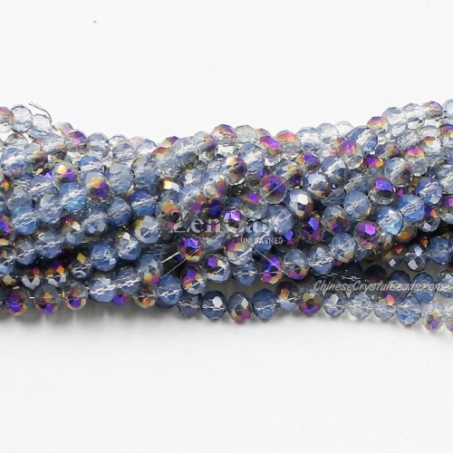 130 beads 3x4mm crystal rondelle beads opal Half Purple Light