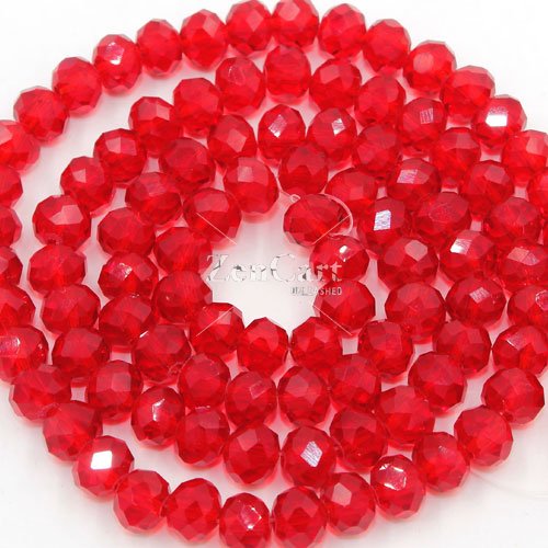 Chinese Crystal Rondelle Bead Strand, Siam, 6x8mm , about 72 beads