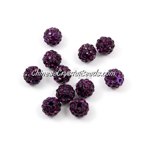 50pcs, 8mm Pave beads, hole: 1mm, violet