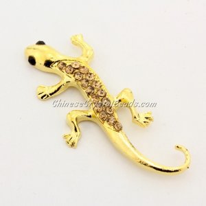pave crystal gecko charms, 53mm, gold plated, 1 piece