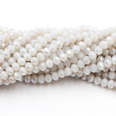 4x6mm white2 jade half light Chinese Crystal Rondelle Beads about 95 beads