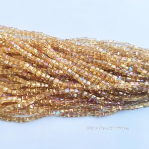 4mm Cube Crystal beads about 95Pcs, lt amber AB
