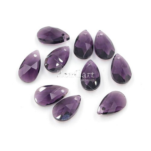 10Pcs 16x9mm Crystal beads Faceted Teardrop Pendant, violet, hole: 1mm