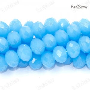 9x12mm Chinese Crystal Rondelle Strand, opaque aqua , about 36 beads