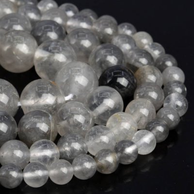 Genuine Natural Gray Crystal Quartz Loose Beads Round Shape 6mm 8mm 10mm 12mm 14mm 15.5inch