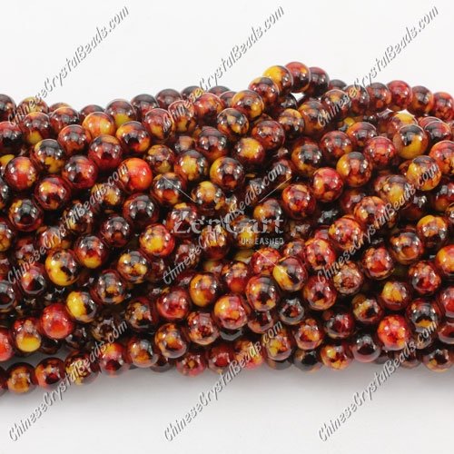 6mm round glass beads strand, Picture Jaspe, 140pcs per strand