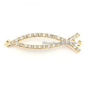 alloy Pave Fish Charms, 47mm length, gold, 1pcs