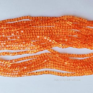 4mm Cube Crystal beads about 95Pcs, orange